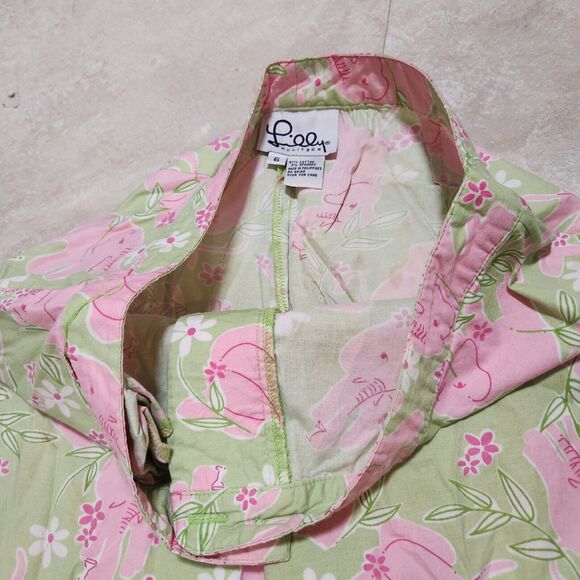 VTG Lilly Pulitzer Womens Size 6 Pink Elephant Cropped Capri Tropical Pants - Picture 6 of 11